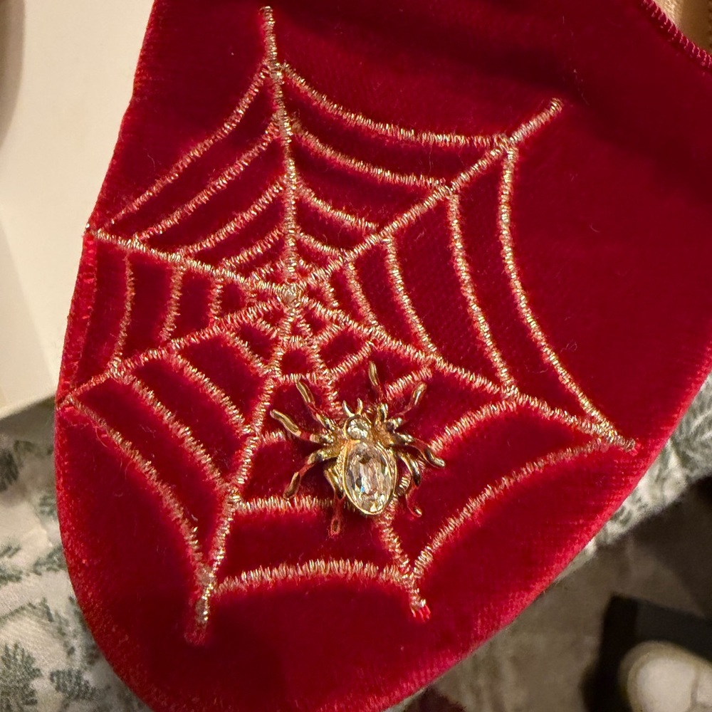 Charlotte Olympia Red Velvet Spider Web Flats - Picture 10 of 12